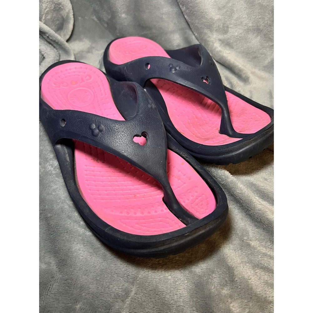 Crocs Athens Flip Flops M 8 W 10 Black Pink Disney Mickey Cutout Sandals